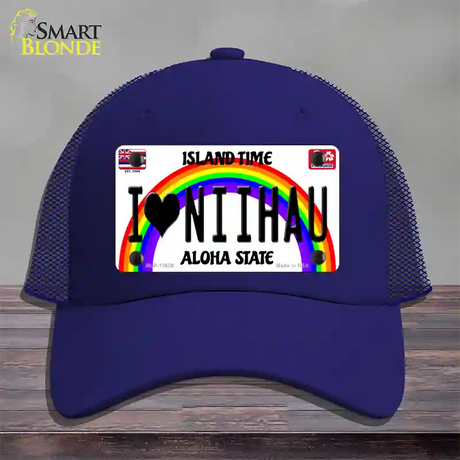 I Heart Niihau Novelty License Plate Hat Tag Mesh / Royal Blue