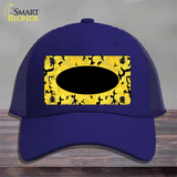 Yellow Black Camouflage With Black Center Oval Novelty License Plate Hat Mesh / Royal Blue