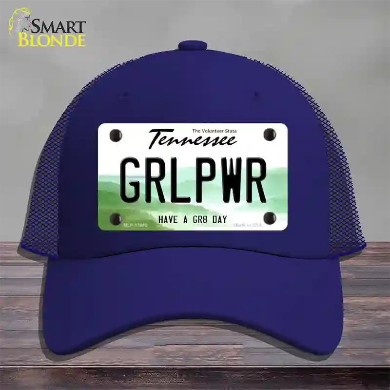 Girl Power Novelty License Plate Hat Tag Mesh / Royal Blue