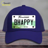 Be Happy Novelty License Plate Hat Tag Mesh / Royal Blue