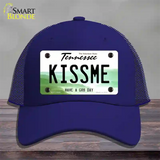 Kiss Me Novelty License Plate Hat Tag Mesh / Royal Blue