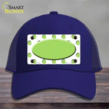 Lime Green White Polka Dot Center Oval Novelty License Plate Hat Mesh / Royal Blue