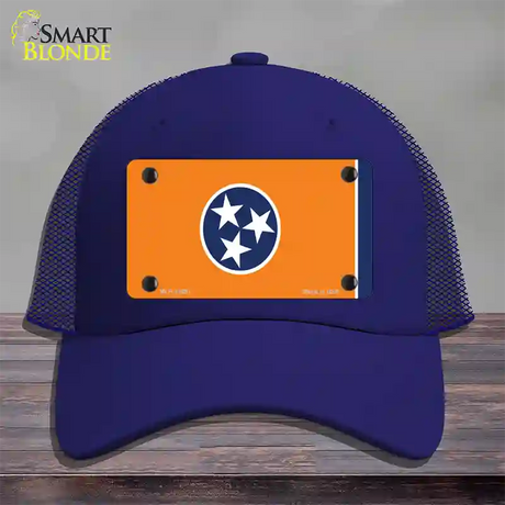 Tennessee Flag Orange Novelty License Plate Hat Tag Mesh / Royal Blue