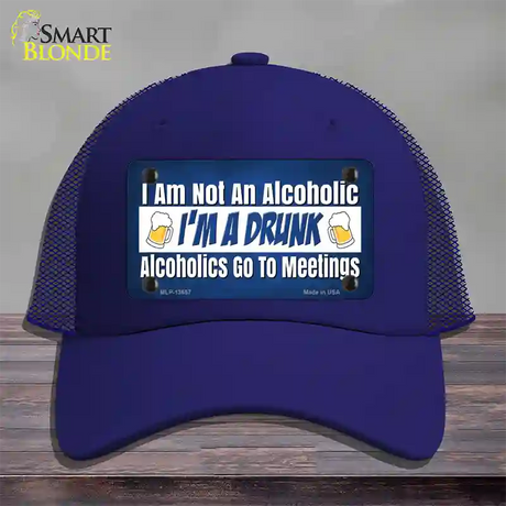 Im A Drunk Novelty License Plate Hat Tag Mesh / Royal Blue