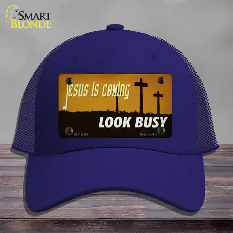 Jesus Is Coming Novelty License Plate Hat Tag Mesh / Royal Blue