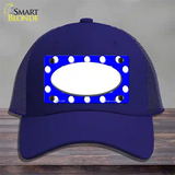 White Royal Blue Polka Dot Center Oval Novelty License Plate Hat Mesh / Royal Blue