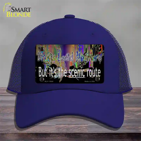 Drugs Lead Nowhere Novelty License Plate Hat Tag Mesh / Royal Blue