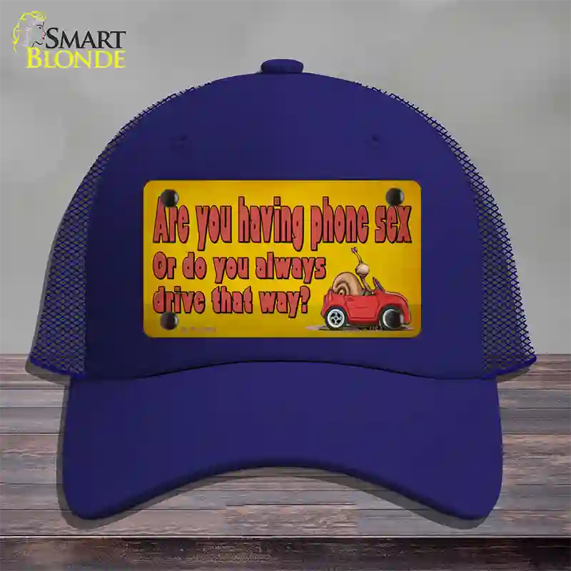 Are You Having Phone Sex Novelty License Plate Hat Tag Mesh / Royal Blue