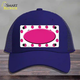 Hot Pink White Polka Dot Center Oval Novelty License Plate Hat Mesh / Royal Blue