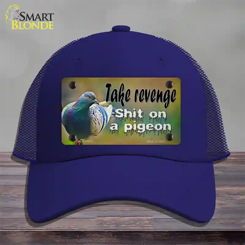 Shit On A Pigeon Novelty License Plate Hat Tag Mesh / Royal Blue