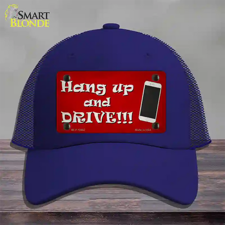 Hang Up and Drive Novelty License Plate Hat Tag Mesh / Royal Blue