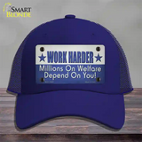 Welfare Depends On You Novelty License Plate Hat Tag Mesh / Royal Blue