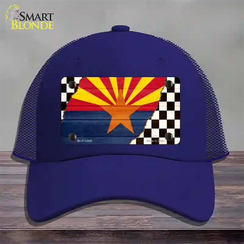 Arizona Racing Flag Novelty License Plate Hat Tag Mesh / Royal Blue