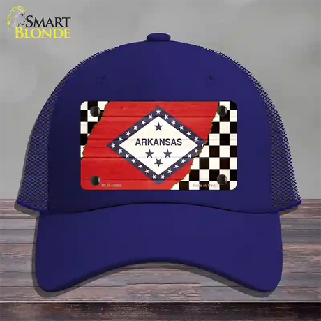 Arkansas Racing Flag Novelty License Plate Hat Tag Mesh / Royal Blue