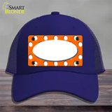 White Orange Polka Dots Center Oval Novelty License Plate Hat Mesh / Royal Blue