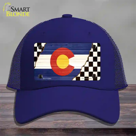 Colorado Racing Flag Novelty License Plate Hat Tag Mesh / Royal Blue