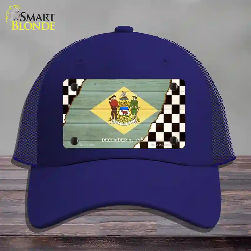 Delaware Racing Flag Novelty License Plate Hat Tag Mesh / Royal Blue