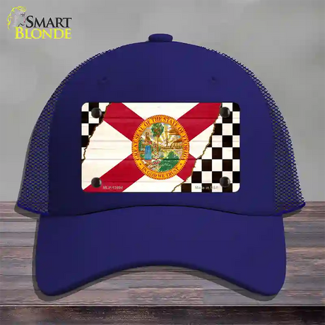 Florida Racing Flag Novelty License Plate Hat Tag Mesh / Royal Blue