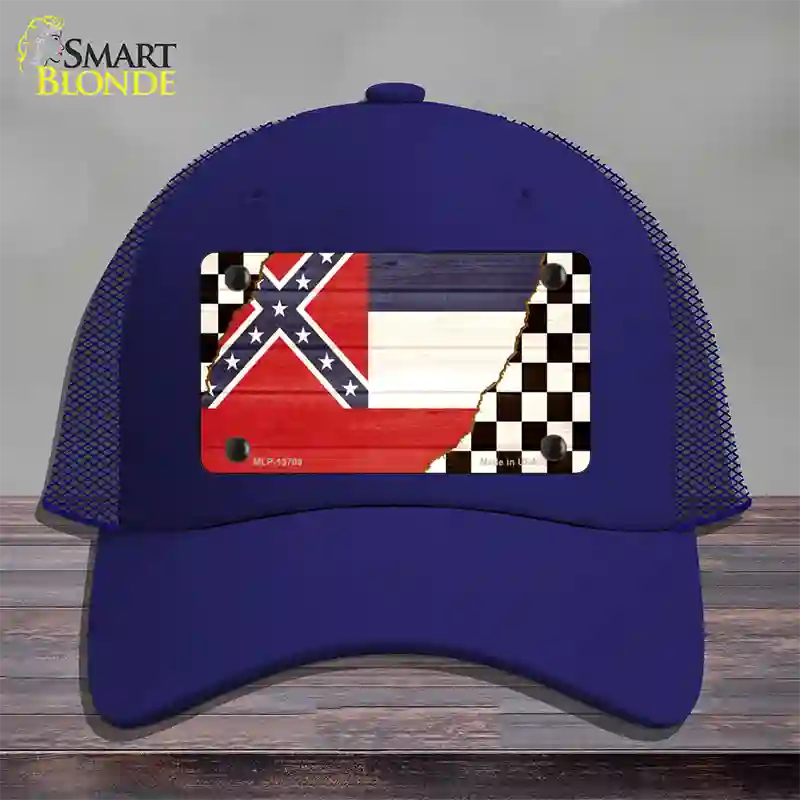 Mississippi Racing Flag Novelty License Plate Hat Tag Mesh / Royal Blue