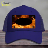 Real Flame With Black Center Oval Novelty License Plate Hat Mesh / Royal Blue