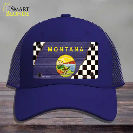 Montana Racing Flag Novelty License Plate Hat Tag Mesh / Royal Blue