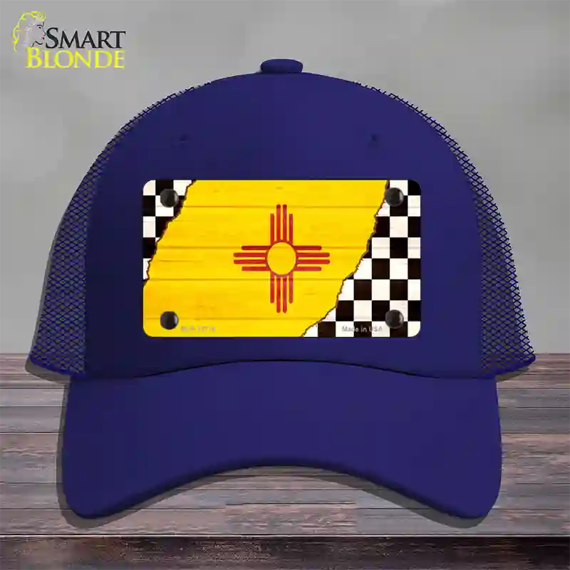 New Mexico Racing Flag Novelty License Plate Hat Tag Mesh / Royal Blue