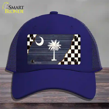 South Carolina Racing Flag Novelty License Plate Hat Tag Mesh / Royal Blue