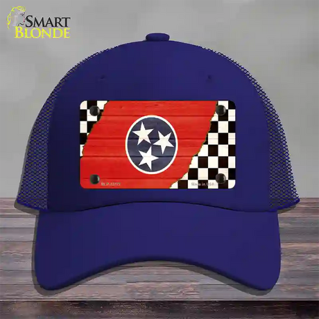 Tennessee Racing Flag Novelty License Plate Hat Tag Mesh / Royal Blue