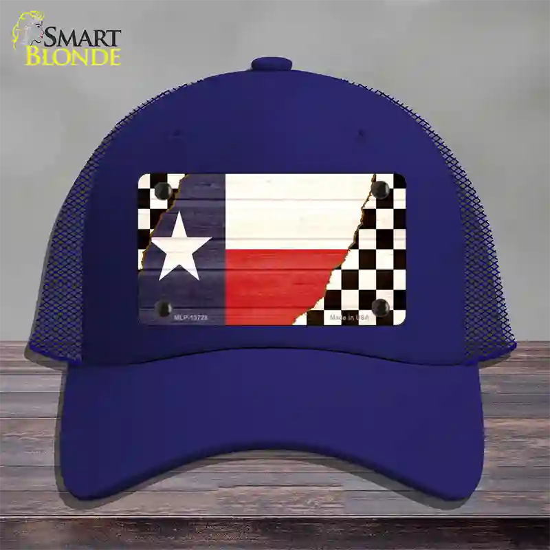 Texas Racing Flag Novelty License Plate Hat Tag Mesh / Royal Blue