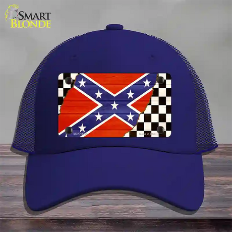 Confederate Racing Flag Novelty License Plate Hat Tag Mesh / Royal Blue