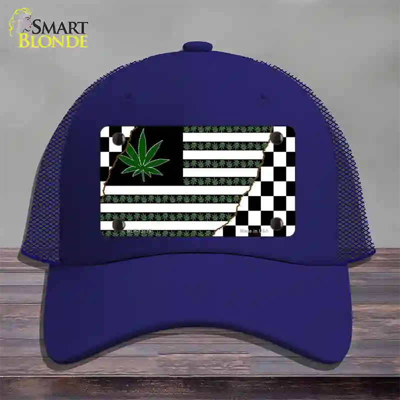 Weed American Racing Flag Novelty License Plate Hat Tag Mesh / Royal Blue