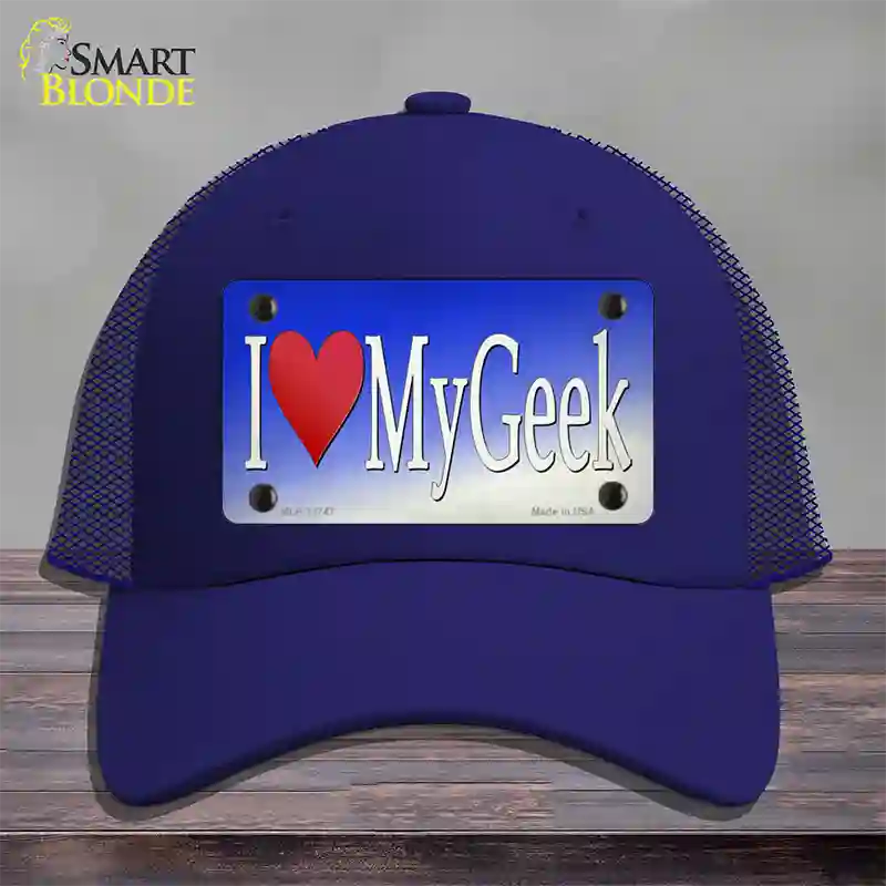 I Love My Geek Novelty License Plate Hat Tag Mesh / Royal Blue