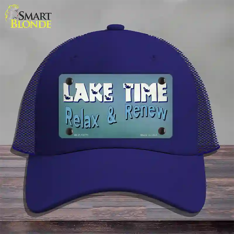 Lake Time Novelty License Plate Hat Tag Mesh / Royal Blue