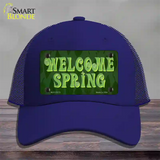 Welcome Spring Novelty License Plate Hat Tag Mesh / Royal Blue