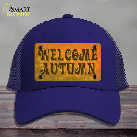 Welcome Autumn Novelty License Plate Hat Tag Mesh / Royal Blue