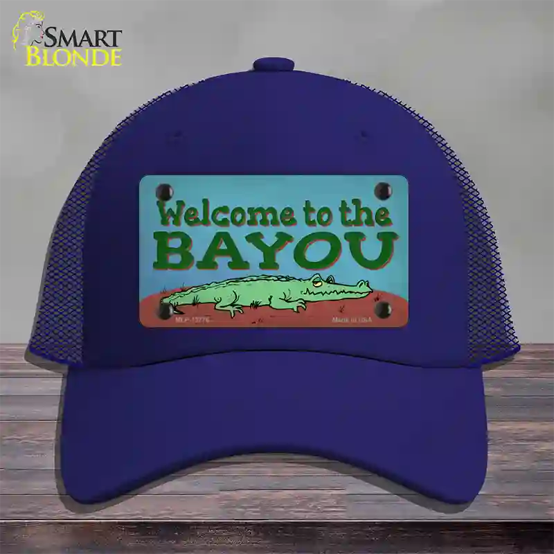 Welcome To The Bayou Novelty License Plate Hat Tag Mesh / Royal Blue