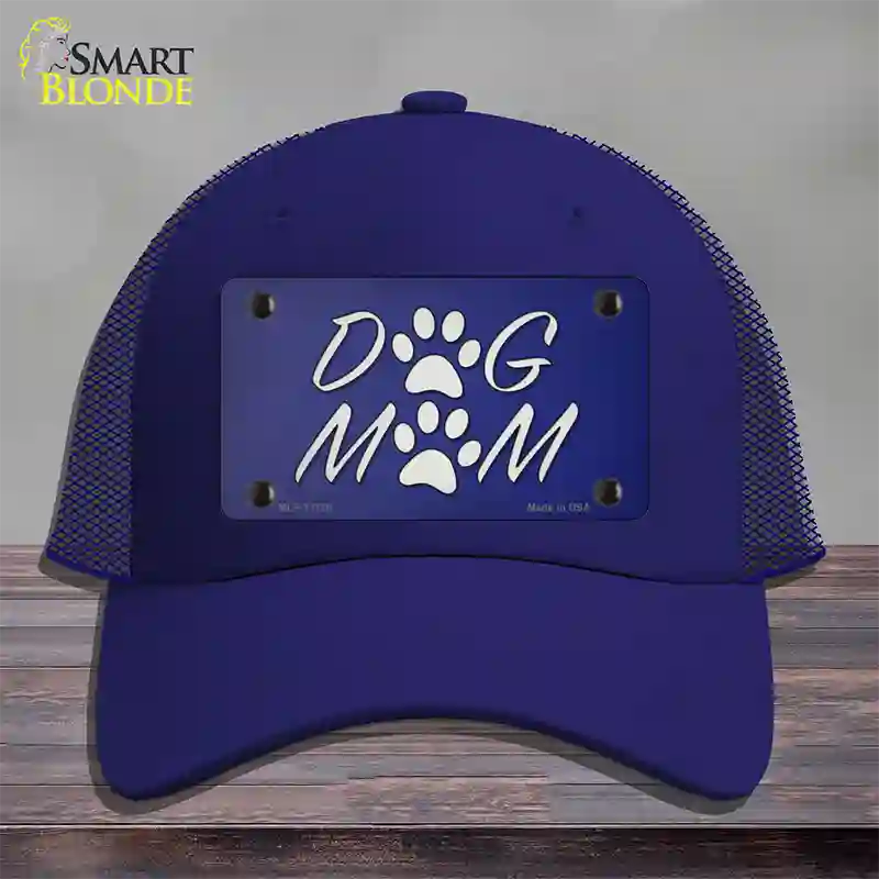 Dog Mom Novelty License Plate Hat Tag Mesh / Royal Blue