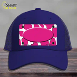 Pink White Giraffe Center Oval Novelty License Plate Hat Mesh / Royal Blue