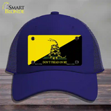 Dont Tread On Me Yellow|Black Novelty License Plate Hat Mesh / Royal Blue