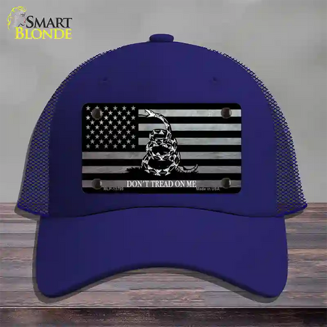 Dont Tread On Me American Flag Novelty License Plate Hat Mesh / Royal Blue