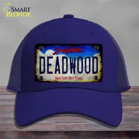 Deadwood South Dakota Rusty Novelty License Plate Hat Tag Mesh / Royal Blue