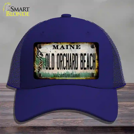 Old Orchard Beach Maine Rusty Novelty License Plate Hat Tag Mesh / Royal Blue