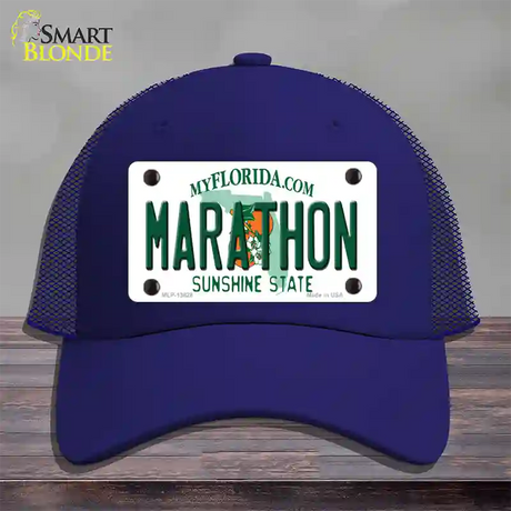 Marathon Florida Novelty License Plate Hat Tag Mesh / Royal Blue