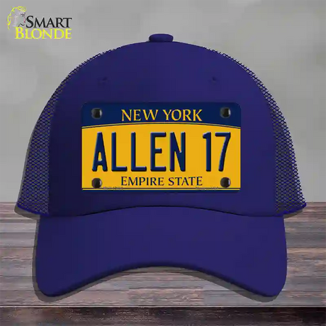 Allen 17 New York Novelty License Plate Hat Tag Mesh / Royal Blue