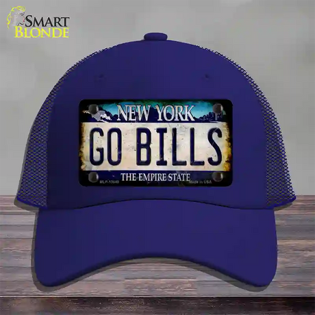 Go Bills New York Rusty Novelty License Plate Hat Tag Mesh / Royal Blue