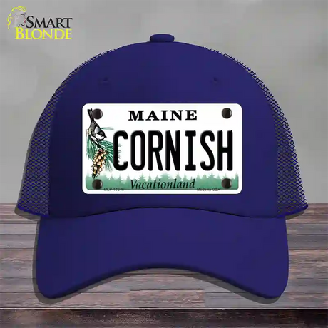 Cornish Maine Novelty License Plate Hat Tag Mesh / Royal Blue