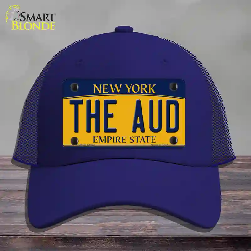 The Aud NY Yellow Novelty License Plate Hat Tag Mesh / Royal Blue