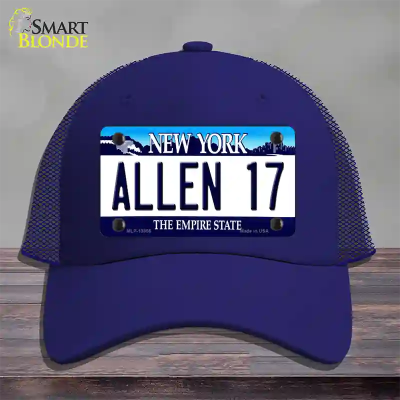 Allen 17 NY Blue Novelty License Plate Hat Tag Mesh / Royal Blue