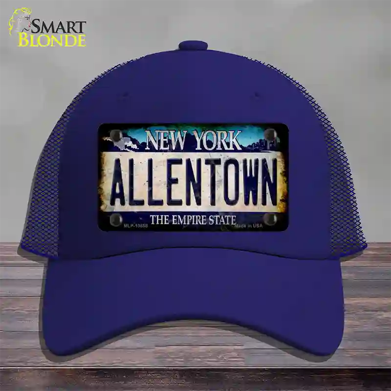 Allentown NY Blue Rusty Novelty License Plate Hat Tag Mesh / Royal Blue