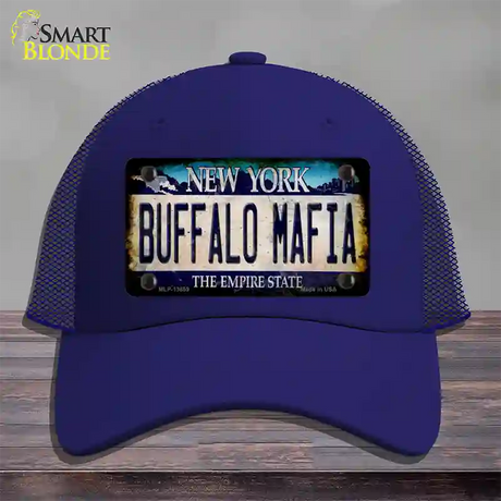 Buffalo Mafia NY Blue Rusty Novelty License Plate Hat Tag Mesh / Royal Blue